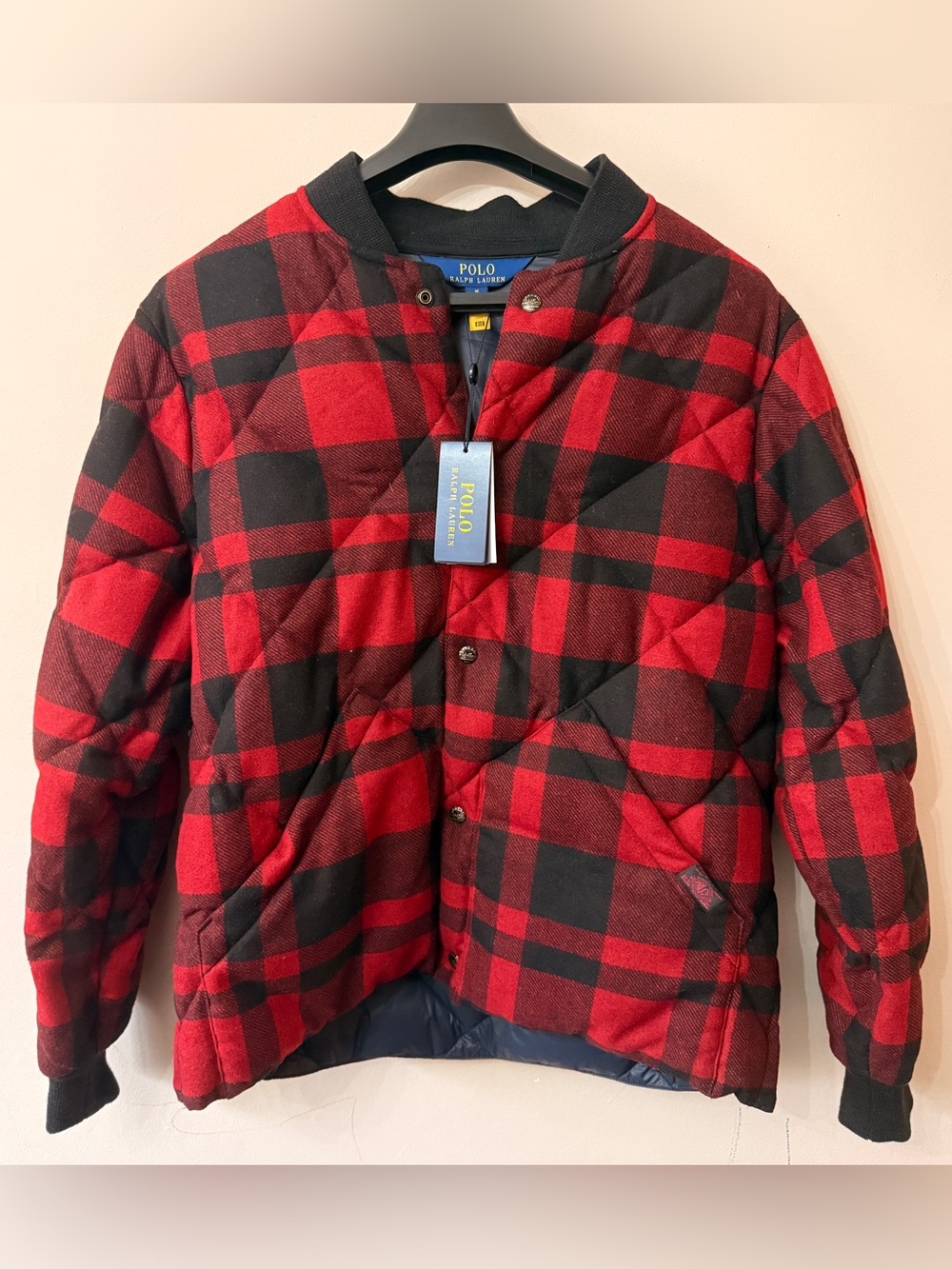 Polo Ralph Lauren Men’s Red & Black Plaid Puffer Jacket(brand new)